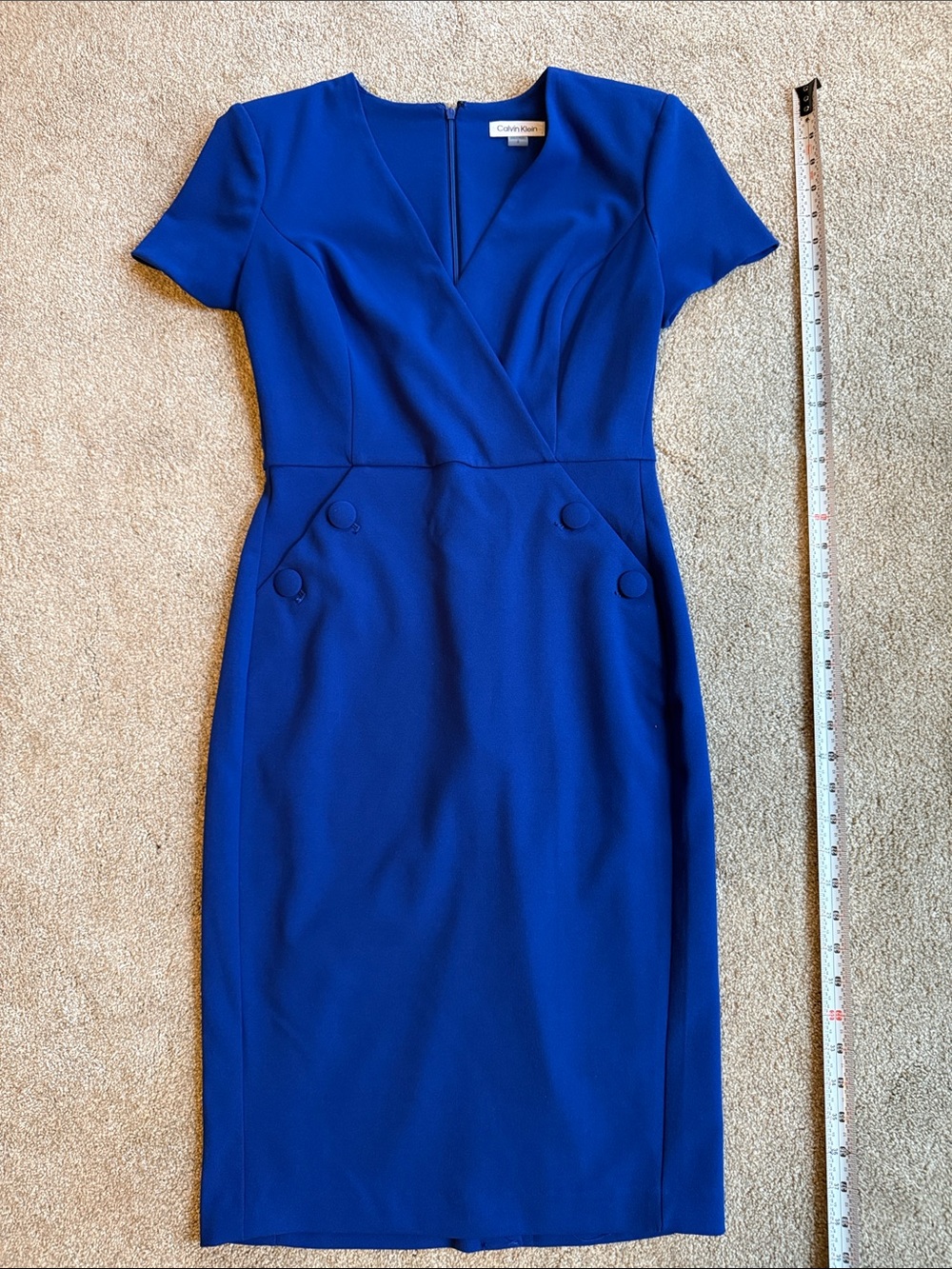 Calvin Klein Royal Blue Wrap-Front Midi Dress